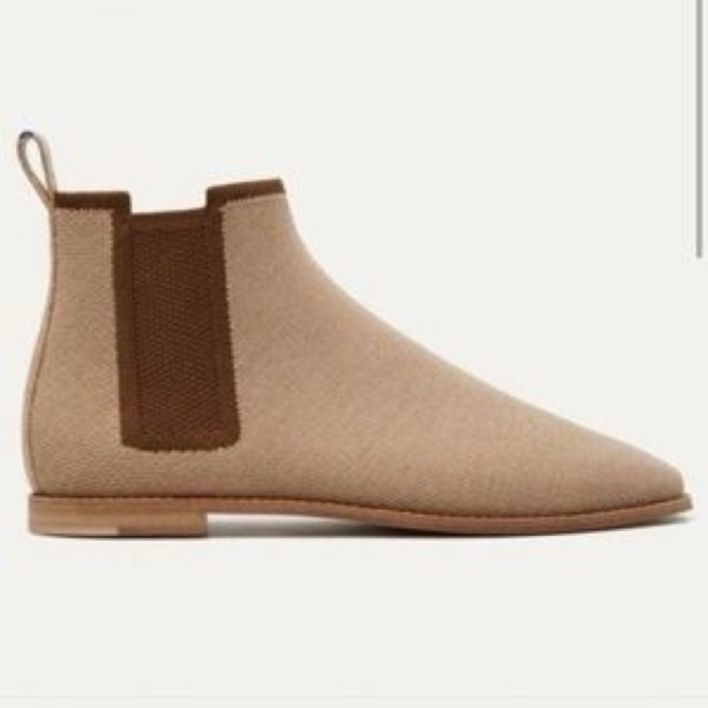 Rothy’s The Merino Square Toe Chelsea Tan and Brown